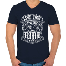 PRINTFASHION Szabad motoros - Férfi V-nyakú póló - Sötétkék