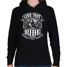 PRINTFASHION Szabad motoros - Női kapucnis pulóver - Fekete