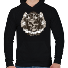 PRINTFASHION Szabadnak született - Férfi kapucnis pulóver - Fekete férfi pulóver, kardigán