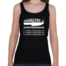 PRINTFASHION Szabályok a konyhámban - Női atléta - Fekete női trikó