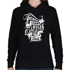 PRINTFASHION Szabályok - Női kapucnis pulóver - Fekete