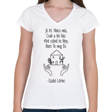 PRINTFASHION Szabó Lőrinc - Nyár - Női V-nyakú póló - Fehér női póló