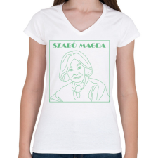 PRINTFASHION Szabó Magda - Női V-nyakú póló - Fehér női póló
