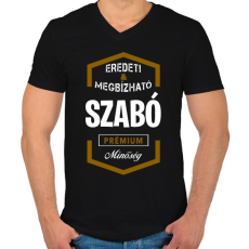PRINTFASHION Szabó prémium minőség - Férfi V-nyakú póló - Fekete