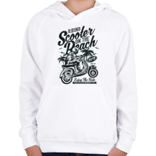 PRINTFASHION Száguldás a tengerparton - Gyerek kapucnis pulóver - Fehér gyerek pulóver, kardigán