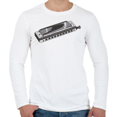 PRINTFASHION Szájharmonika - Férfi hosszú ujjú póló - Fehér