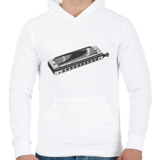 PRINTFASHION Szájharmonika - Férfi kapucnis pulóver - Fehér férfi pulóver, kardigán