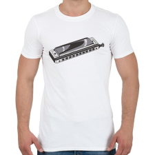 PRINTFASHION Szájharmonika - Férfi póló - Fehér férfi póló