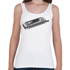 PRINTFASHION Szájharmonika - Női atléta - Fehér női trikó