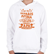 PRINTFASHION Szakács apuka - Gyerek kapucnis pulóver - Fehér