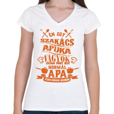PRINTFASHION Szakács apuka - Női V-nyakú póló - Fehér női póló