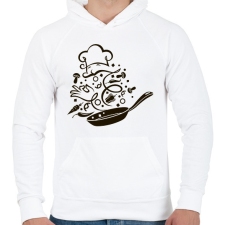 PRINTFASHION Szakács - Férfi kapucnis pulóver - Fehér férfi pulóver, kardigán