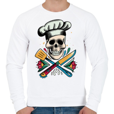 PRINTFASHION Szakács koponya - Férfi pulóver - Fehér férfi pulóver, kardigán