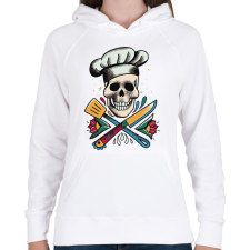 PRINTFASHION Szakács koponya - Női kapucnis pulóver - Fehér női pulóver, kardigán