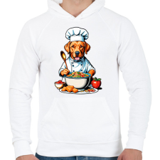 PRINTFASHION Szakács kutya - Férfi kapucnis pulóver - Fehér férfi pulóver, kardigán
