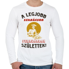 PRINTFASHION Szakács szülinapja február - Férfi hosszú ujjú póló - Fehér férfi póló