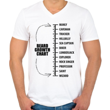 PRINTFASHION Szakáll hosszúság mérő - Férfi V-nyakú póló - Fehér férfi póló