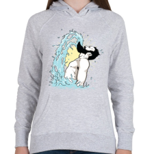 PRINTFASHION Szakállas csobbanás - Női kapucnis pulóver - Sport szürke női pulóver, kardigán