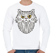 PRINTFASHION Szakállas macska - Férfi pulóver - Fehér férfi pulóver, kardigán