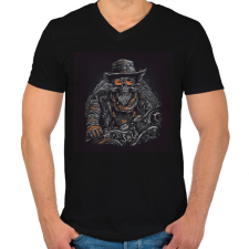 PRINTFASHION Szakállas motoros - Férfi V-nyakú póló - Fekete férfi póló