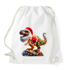 PRINTFASHION Szakállas Tirex dinoszaurusz mikulás sapkában - karácsonyi - Sportzsák, Tornazsák - Fehér tornazsák
