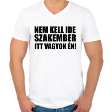PRINTFASHION Szakember (1) - Férfi V-nyakú póló - Fehér férfi póló