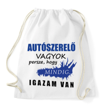 PRINTFASHION SZAKMÁS IGAZ autószerelő - Sportzsák, Tornazsák - Fehér tornazsák