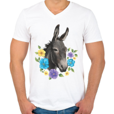 PRINTFASHION Szamár - Férfi V-nyakú póló - Fehér férfi póló