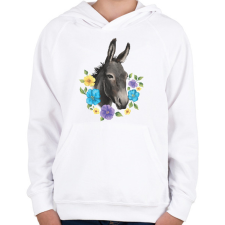 PRINTFASHION Szamár - Gyerek kapucnis pulóver - Fehér gyerek pulóver, kardigán