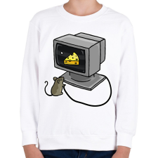 PRINTFASHION Számítógép egérrel - Gyerek pulóver - Fehér gyerek pulóver, kardigán
