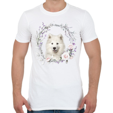 PRINTFASHION szamojéd virágokkal - Férfi póló - Fehér