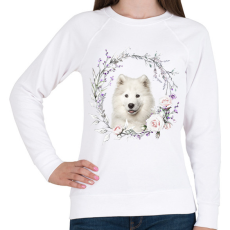 PRINTFASHION szamojéd virágokkal - Női pulóver - Fehér