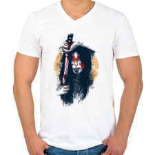 PRINTFASHION Szamuráj áldozat - Férfi V-nyakú póló - Fehér férfi póló