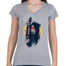 PRINTFASHION Szamuráj áldozat - Női V-nyakú póló - Sport szürke