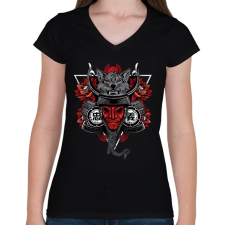 PRINTFASHION Szamuráj Bujinkan - Női V-nyakú póló - Fekete női póló