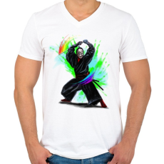 PRINTFASHION Szamuráj - Férfi V-nyakú póló - Fehér