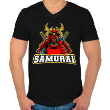PRINTFASHION Szamuráj  - Férfi V-nyakú póló - Fekete férfi póló