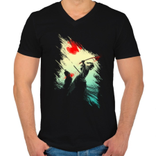 PRINTFASHION Szamuráj Finálé - Férfi V-nyakú póló - Fekete férfi póló