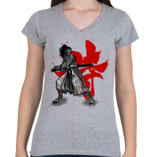 PRINTFASHION Szamuráj szellem - Női V-nyakú póló - Sport szürke női póló