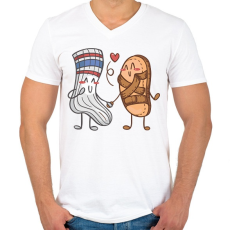 PRINTFASHION Szandál és zokni - Férfi V-nyakú póló - Fehér