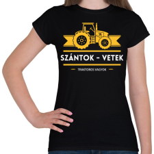PRINTFASHION Szántok-vetek, traktoros vagyok - Női póló - Fekete női póló