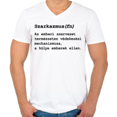PRINTFASHION Szarkazmus(fn) - Férfi V-nyakú póló - Fehér