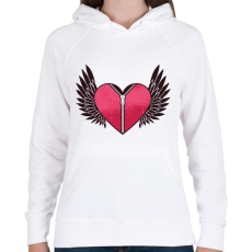 PRINTFASHION Szárnyas szív - Női kapucnis pulóver - Fehér