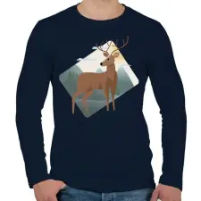 PRINTFASHION Szarvas az erdőben - Férfi hosszú ujjú póló - Sötétkék férfi póló