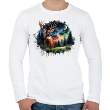 PRINTFASHION Szarvas - erdei naplemente - ajándék vadászoknak - Férfi hosszú ujjú póló - Fehér férfi póló