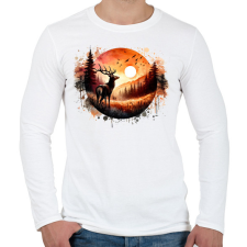 PRINTFASHION Szarvas - erdei naplemente - ajándék vadászoknak - Férfi hosszú ujjú póló - Fehér férfi póló