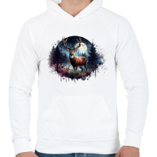 PRINTFASHION Szarvas - erdei naplemente - ajándék vadászoknak - Férfi kapucnis pulóver - Fehér férfi pulóver, kardigán