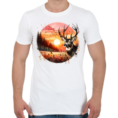 PRINTFASHION Szarvas - erdei naplemente - ajándék vadászoknak - Férfi póló - Fehér