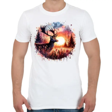 PRINTFASHION Szarvas - erdei naplemente - ajándék vadászoknak - Férfi póló - Fehér férfi póló