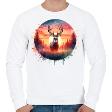 PRINTFASHION Szarvas - erdei naplemente - ajándék vadászoknak - Férfi pulóver - Fehér